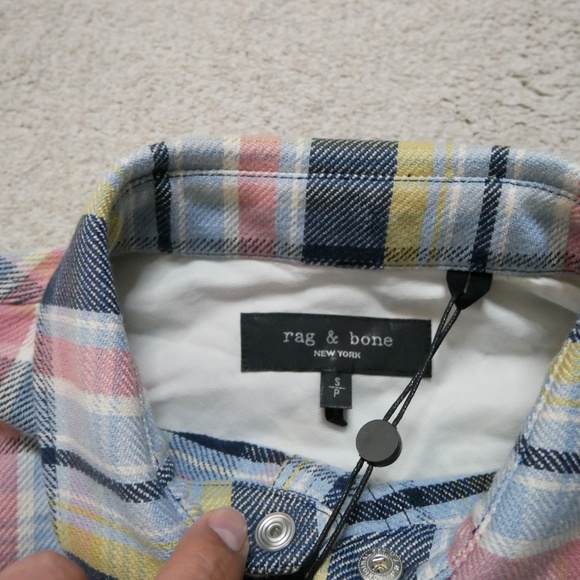 NWT rag & bone pink multi plaid Jack shirt Small - Picture 5 of 7